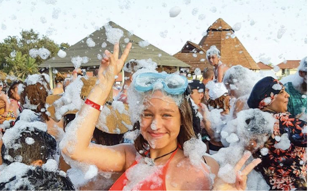 Teen with goggles in foam - Foam Dawgs foam party rentals Northwest Georgia